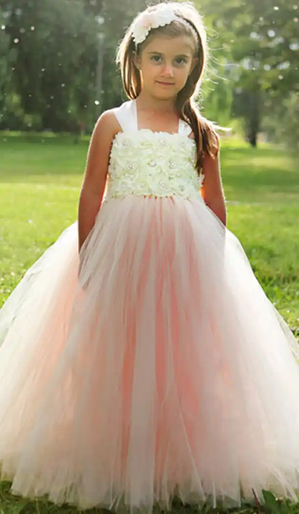 New Designer Soft Net Cream Color Girls Party Wear Full Stitched Gown Dresses | FH10591680