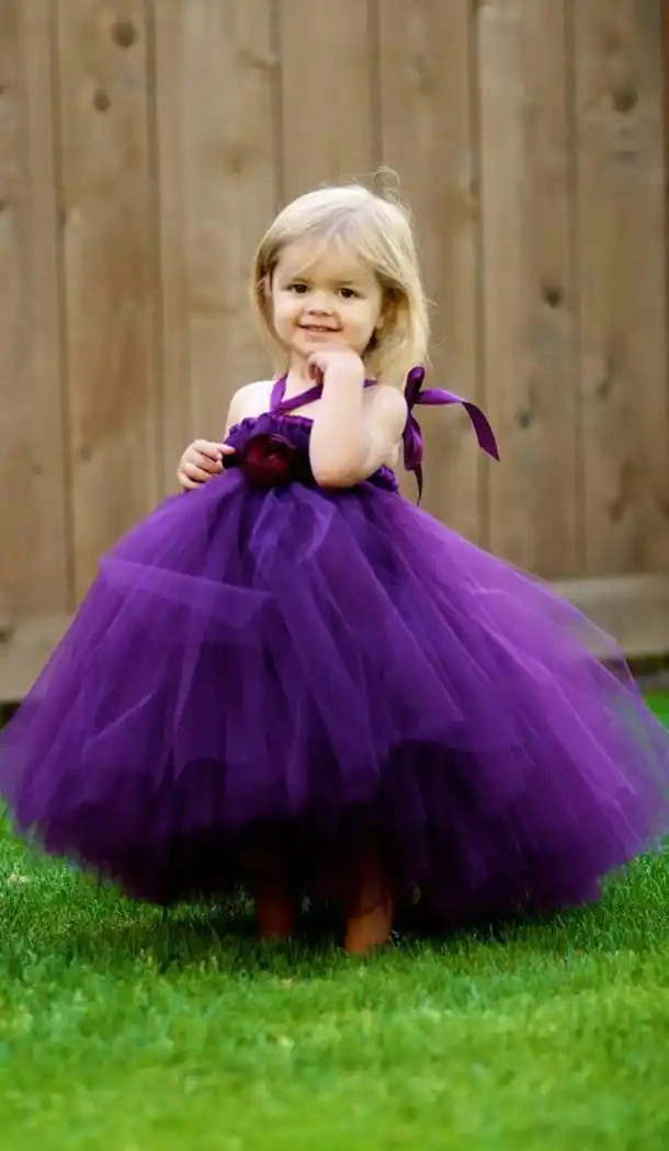 Designer Soft Net PURPLE Color Girls Party Wear Full Stitched Gown Dresses | FH10591682