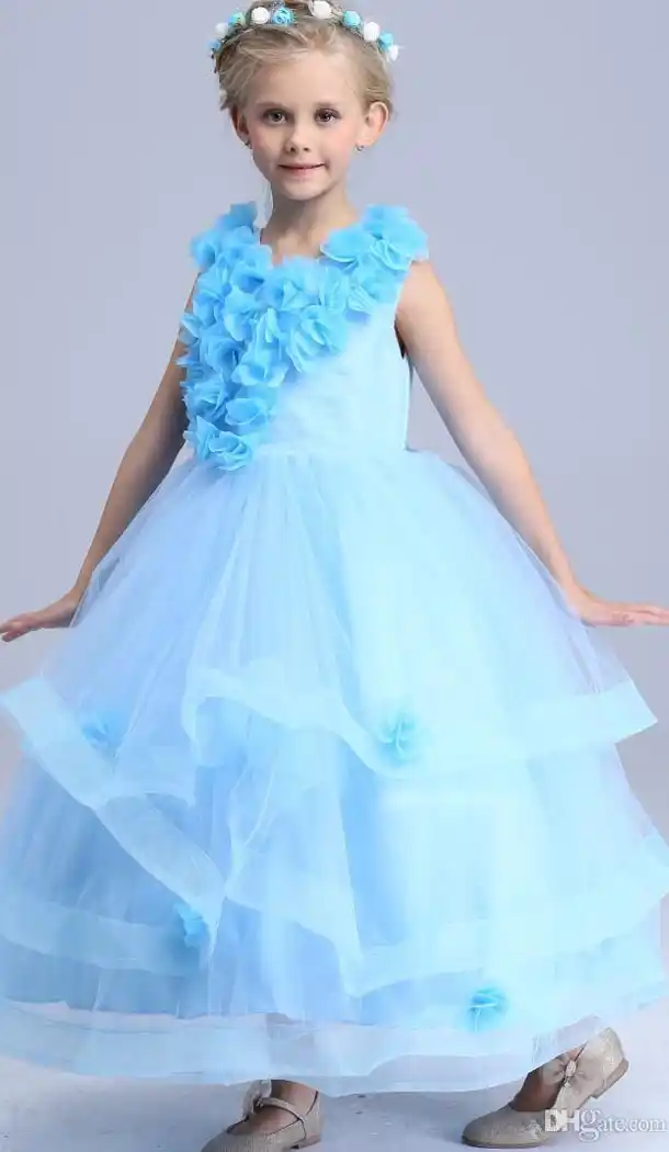 Designer Soft Net SKYBLUE Color Girls Party Wear Full Stitched Gown Dresses | FH10591686