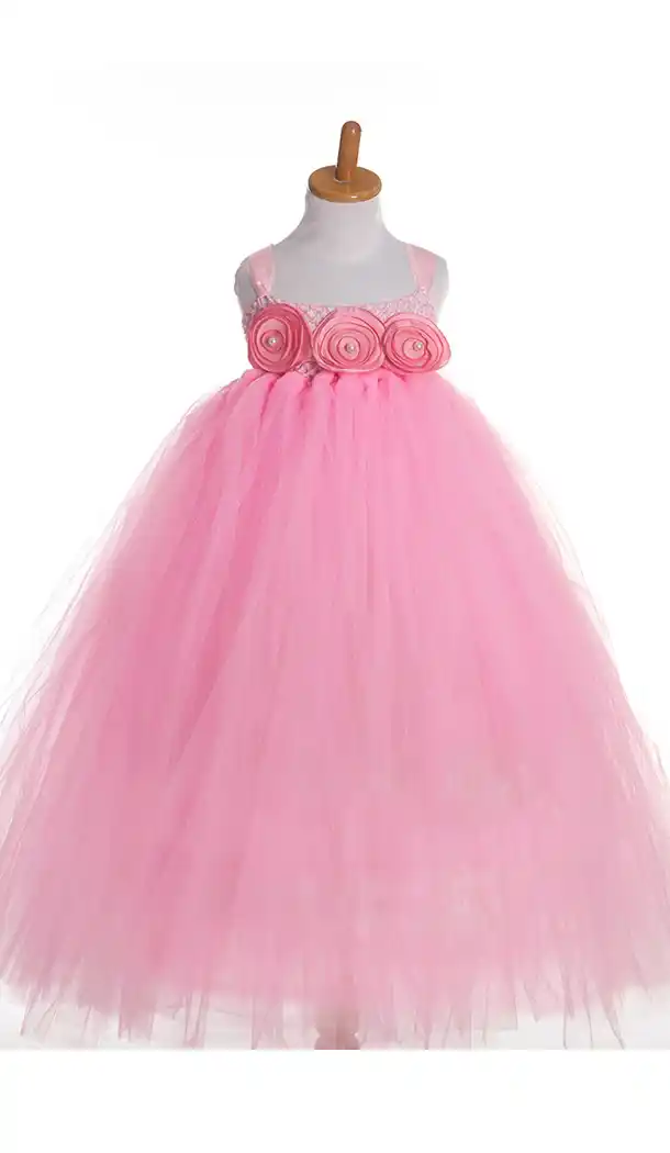 Designer Soft Net Pink Color Girls Party Wear Full Stitched Gown Dresses | FH10591692