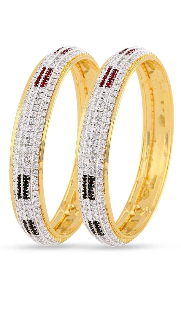 Brass Multi Stone Color Fashion Polki Bangles | FH55163919