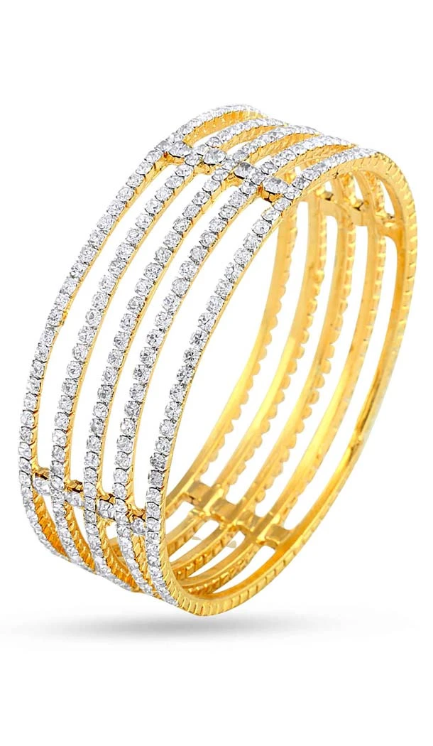 White Color Brass Fashion Polki Bangles | FH55163920