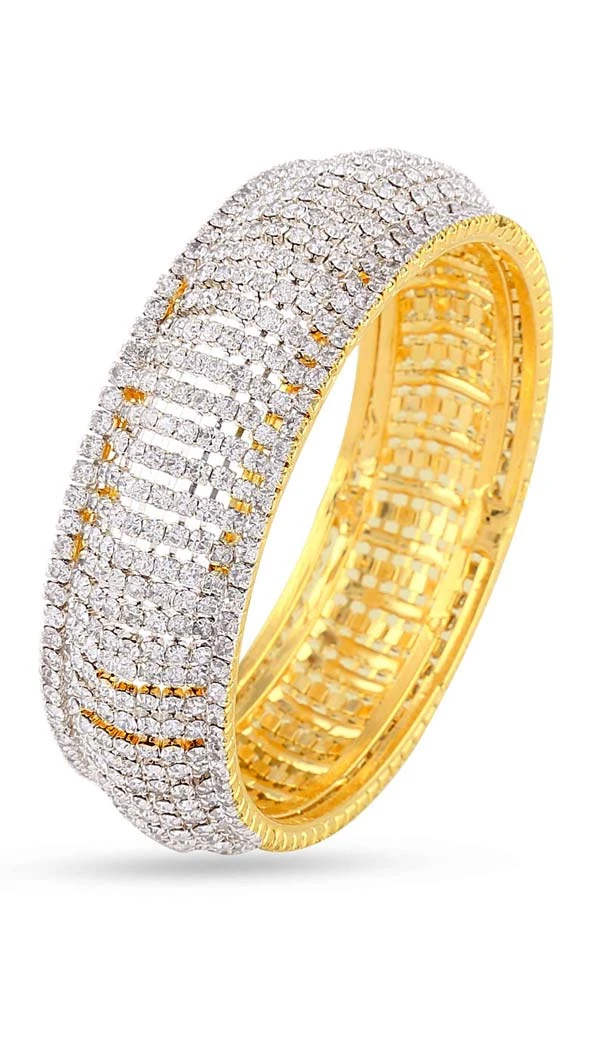 White Stone Color Gold Finishing Stone Kada | FH55163923