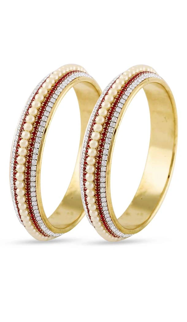 Maroon Stone Gold Finishing Stone Bangles | FH55163925