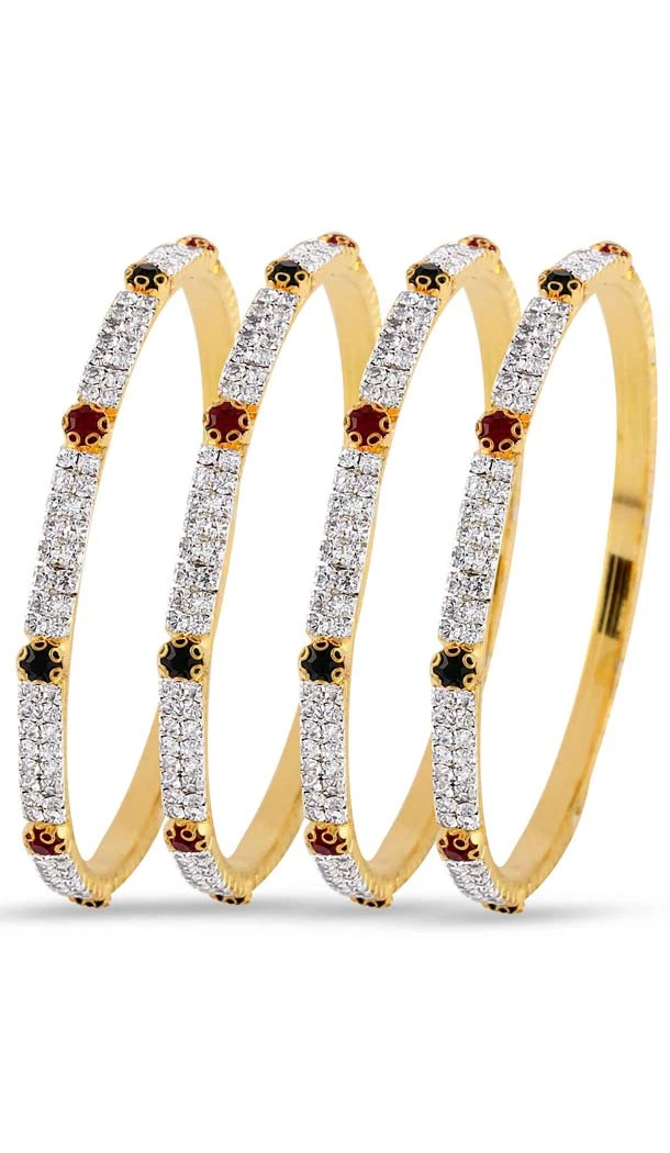 Maroon Green White Stone Bangles | FH55163929