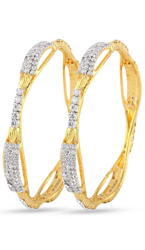 Fashion Gold Designer with White Stone Bangles | FH55163931