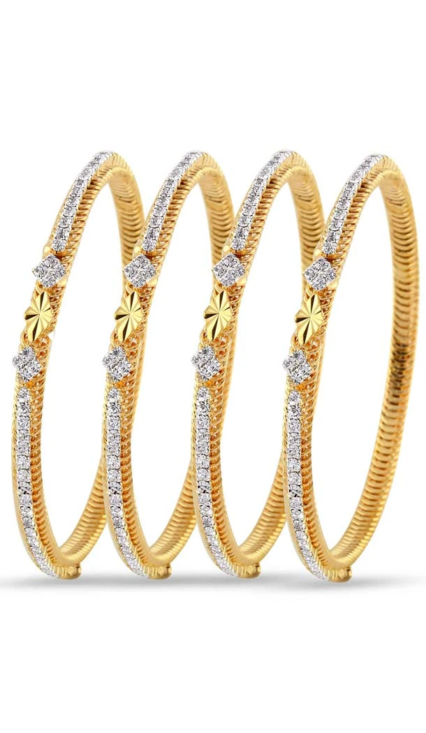 Designer Set of 4 White Stone Bangles | FH55163933