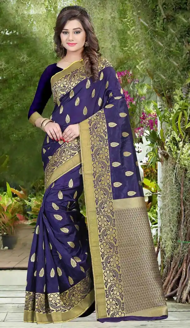 Navy Blue Color Jacquard,Silk Traditional Ethnic Wear Sarees | FH551782533