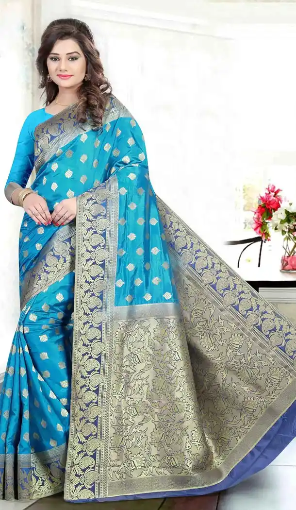 Sky Blue Color Jacquard,Silk Traditional Ethnic Wear Sarees | FH551782534