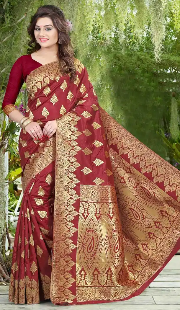 Maroon Color Jacquard,Silk Traditional Ethnic Wear Saree | FH551782535