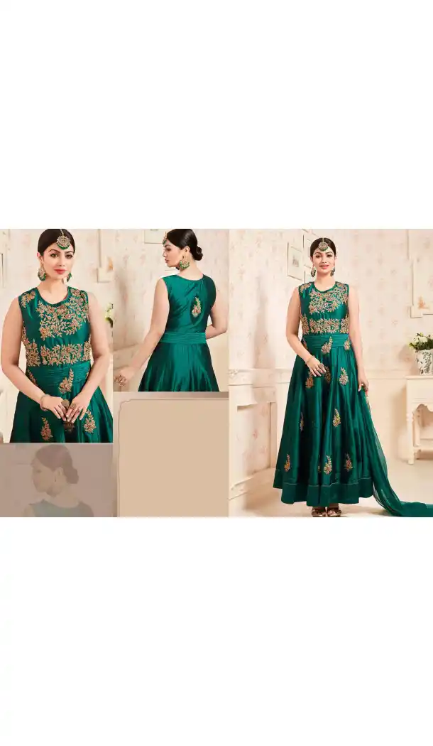 Celebrity Ayesha Takia Bottle Green Color Silk Salwar Kameez | FH552782643