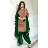 Pakistani Designer Chrome Green Color Silk Straight Cut Patiyala Dress | FH553382735