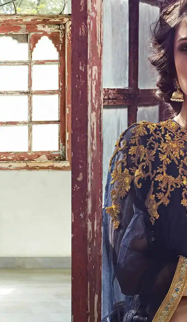 Pakistani Designer Navy Blue Color Silk Anarkali Churidar Suit | FH553382738