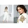 Pakistani Designer White Color Satin Straight Cut Dhoti Suit | FH553382745