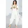 Pakistani Designer White Color Satin Straight Cut Dhoti Suit | FH553382745