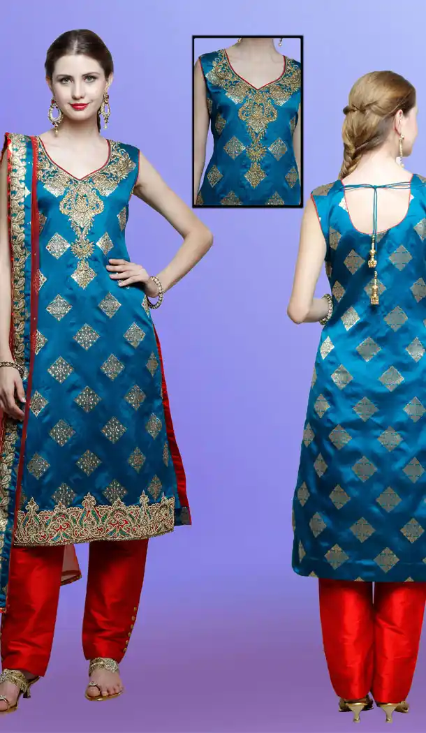 Premium Quality Designer Wear Straight Cut Narrow Pants Suit in Cyan Blue Color | FH554882897