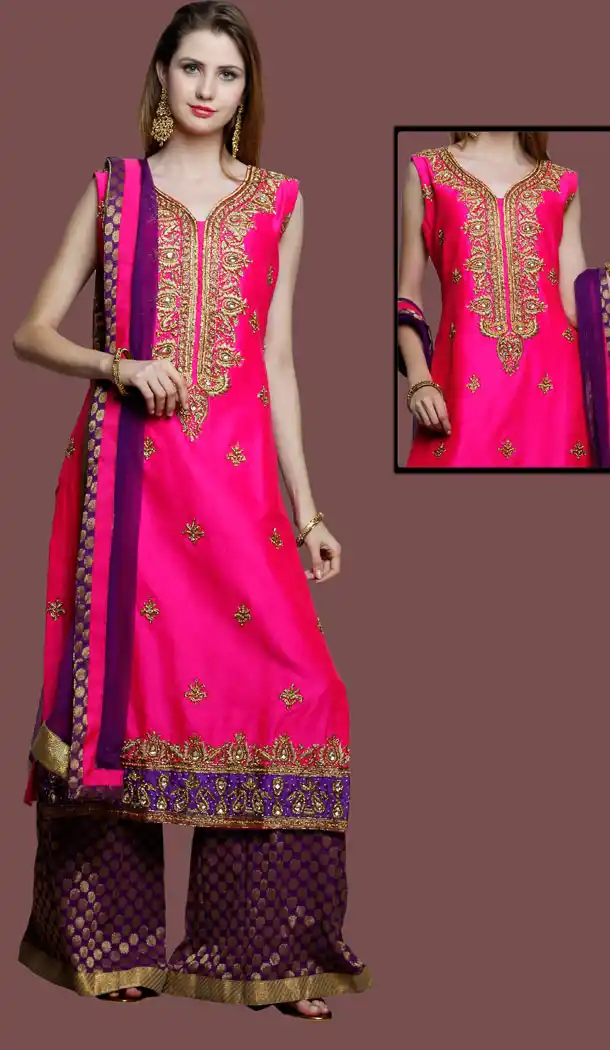 Premium Quality Designer Wear Straight Cut Palazzo Pants Suit in Pink Color | FH554882900