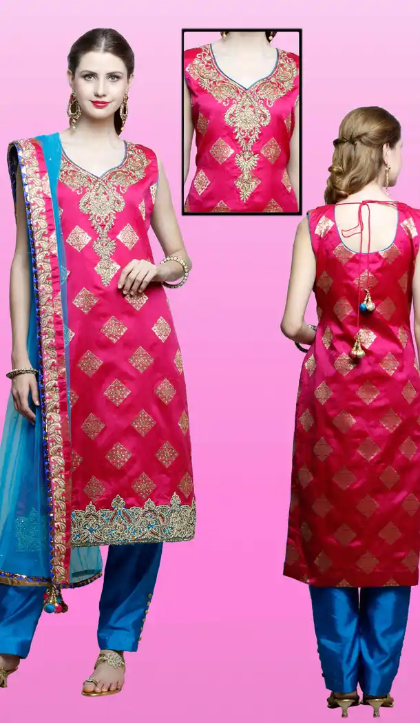 Premium Quality Designer Wear Straight Cut Narrow Pants Suit in Deep Pink Color | FH554882904