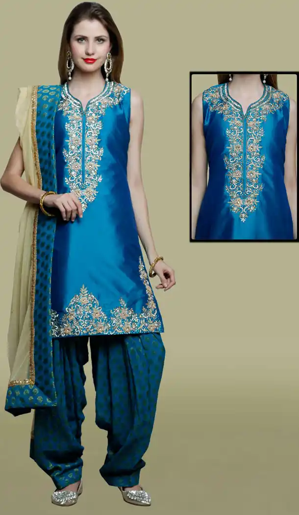 Premium Quality Designer Wear Straight Cut Narrow Pants Suit in Sky Blue Color | FH554882907