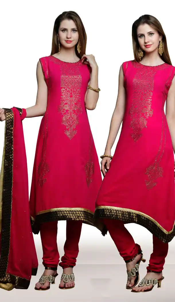 Premium Quality Designer Wear Anarkali Churidar Suit in Deep Pink Color | FH554882911