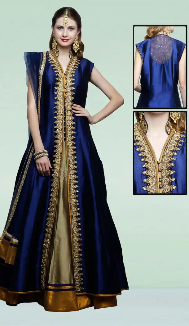 Premium Quality Designer Wear Anarkali Lehenga Suit in Deep Blue Color | FH554882912