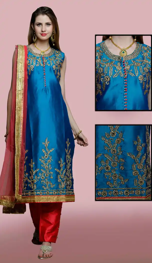 Premium Quality Designer Wear Straight Cut Narrow Pants Suit in Blue Color | FH554882916