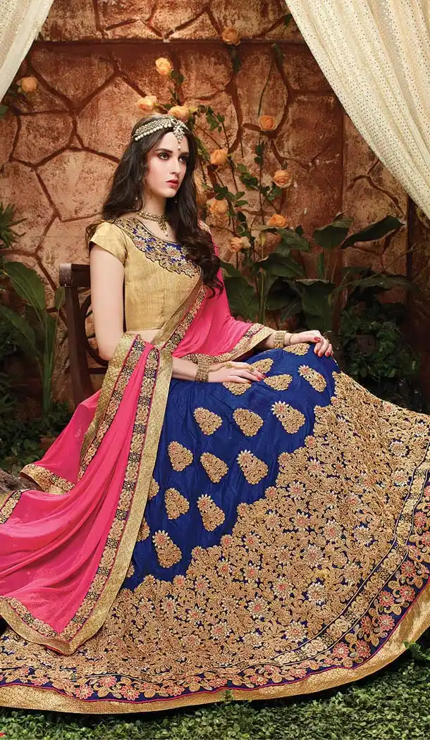 Blue Color Silk Circular Style Indian Traditional Wear Lehenga Choli | FH555883002