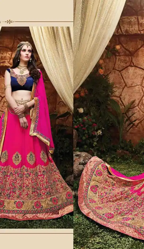 Deep Pink Color Silk Circular Style Indian Traditional Wear Lehenga Choli | FH555883004