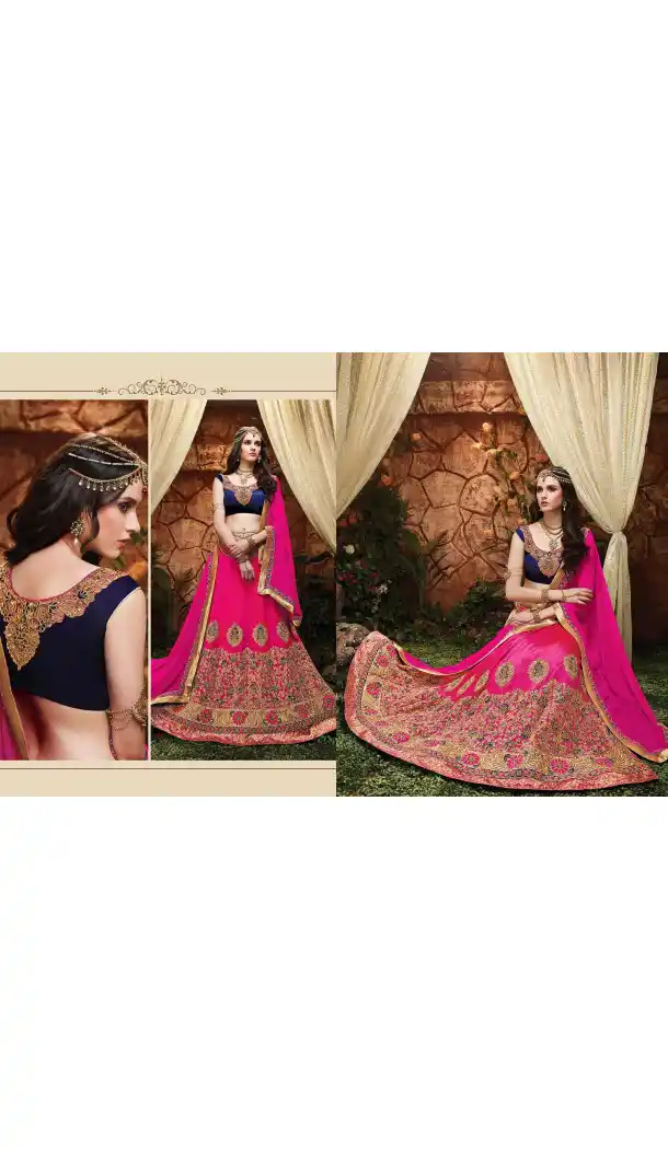 Deep Pink Color Silk Circular Style Indian Traditional Wear Lehenga Choli | FH555883004
