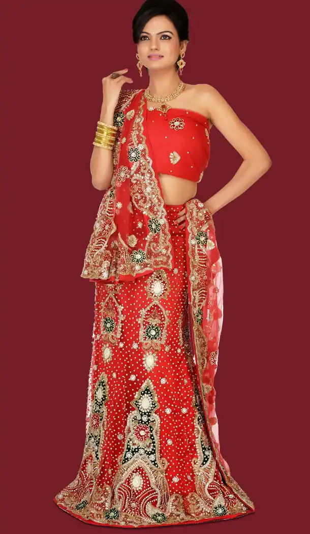 Wedding Bridal Wear Lehenga Choli in Red Color and Net | FH556683063