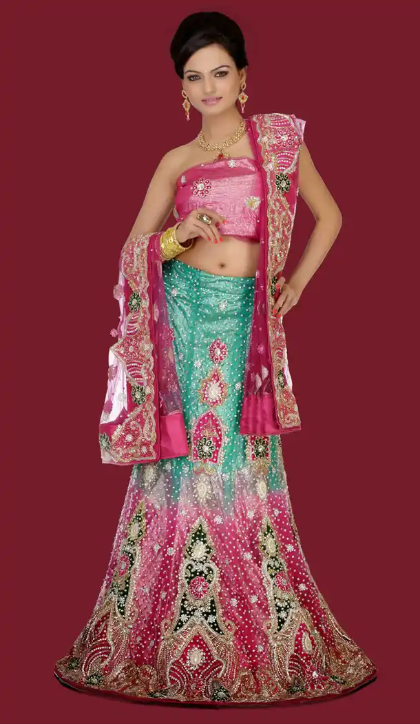 Wedding Bridal Wear Lehenga Choli in Turquoise Color and Net | FH556683064