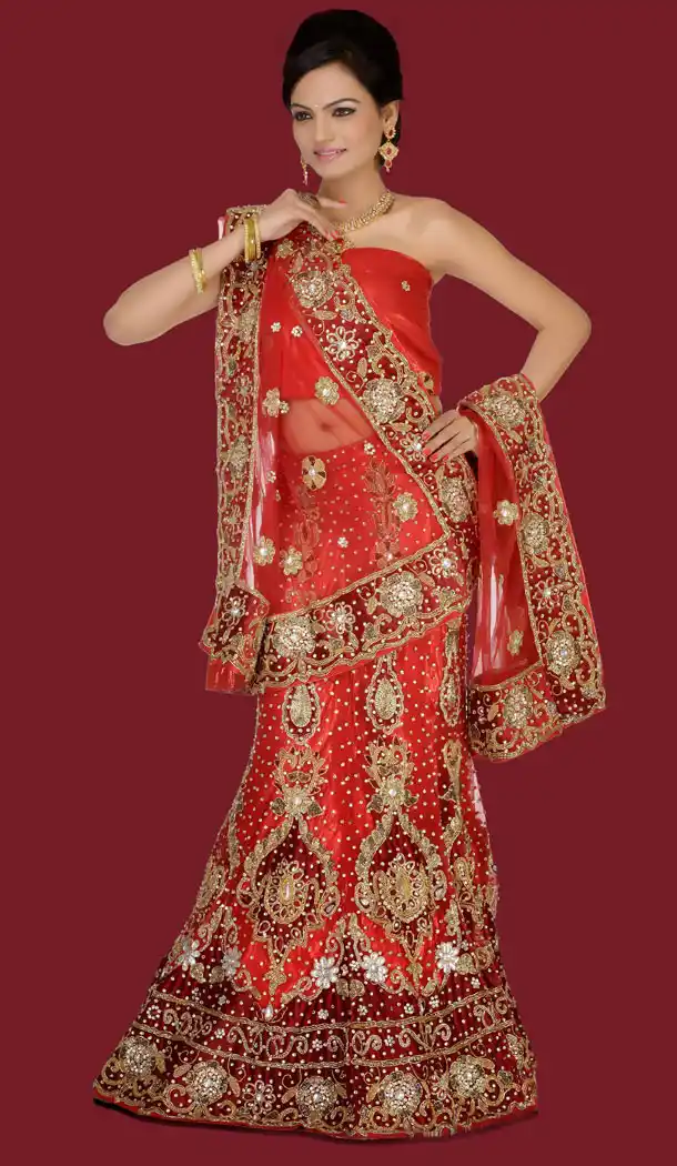 Wedding Bridal Wear A Line Style Lehenga Choli in Red Color and Net | FH556683065