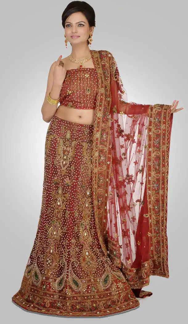 Wedding Bridal Wear A Line Style Lehenga Choli in Maroon Color and Net | FH556683066