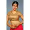 Women Gold Color Satin V Neck Readymade Blouse | FH562383766