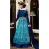 Blue Color Silk Digital Print Long Pakistani Eid Festive Salwar Kameez | FH562883813