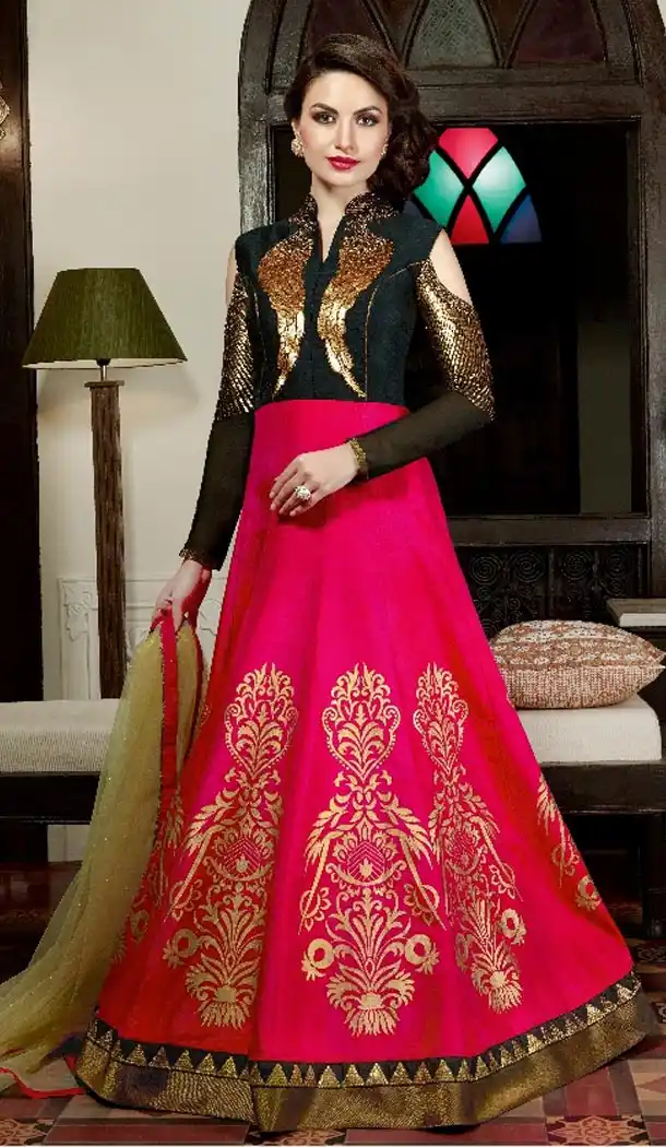 Deep Pink Color Digital Print Long Pakistani Eid Festive Salwar Kameez | FH562883815