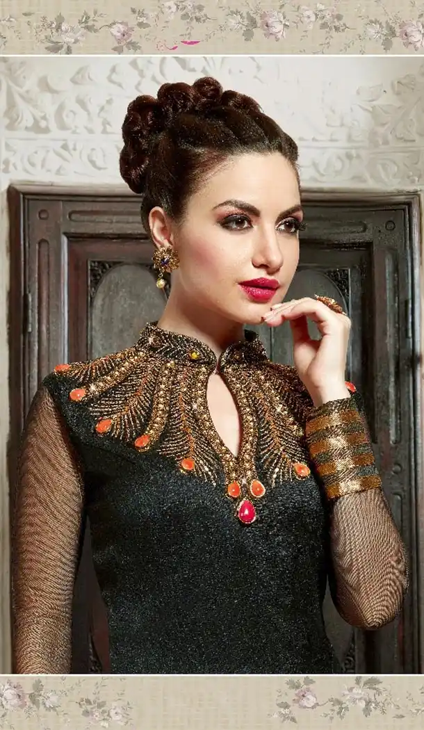 Black Color Silk Digital Print Long Pakistani Eid Festive Salwar Kameez | FH562883819