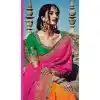 Deep Pink Color Dupioni Raw Silk Designer Half & Half Sari blouse | FH563083834
