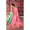 Salmon Color Dupioni Raw Silk Designer Half & Half Sari blouse | FH563083836