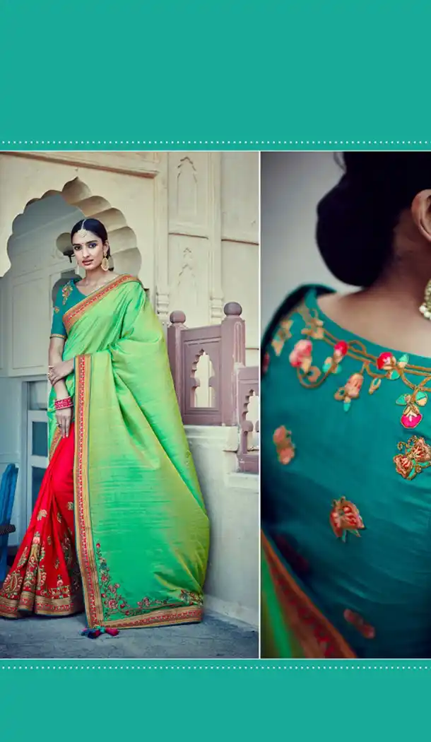Crimson Color Dupioni Raw Silk Designer Sari blouse | FH563083839