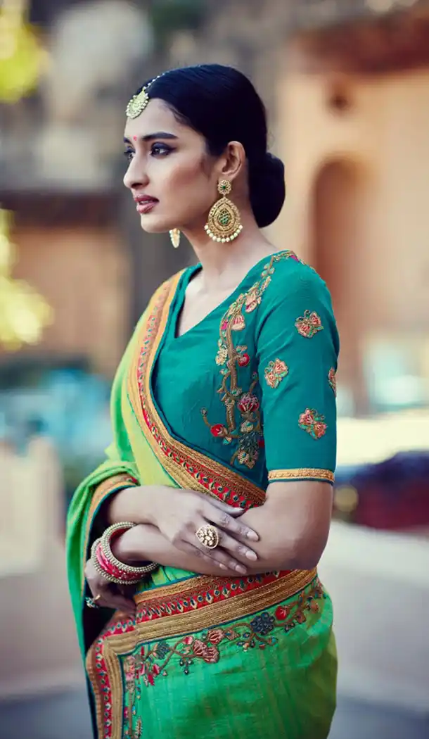 Crimson Color Dupioni Raw Silk Designer Sari blouse | FH563083839