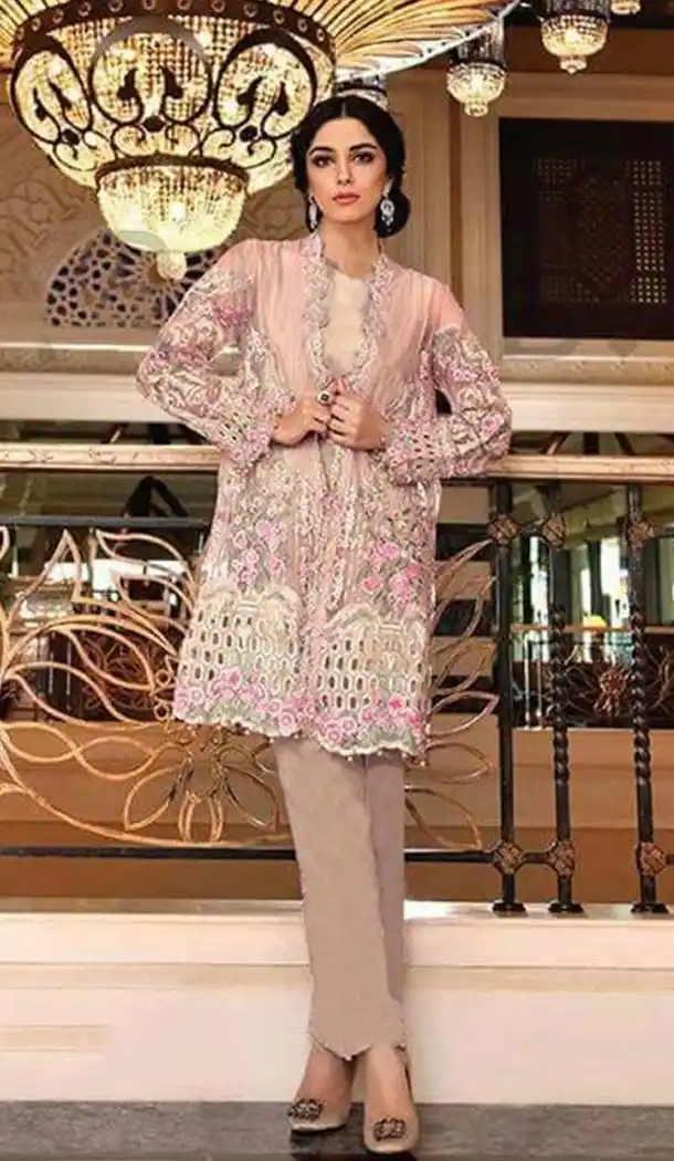 Grey Color Georgette Embroidered Achkan Suit | FH563183842
