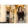 Black Color Georgette Embroidered Straight Cut Palazzo Suit | FH563183844