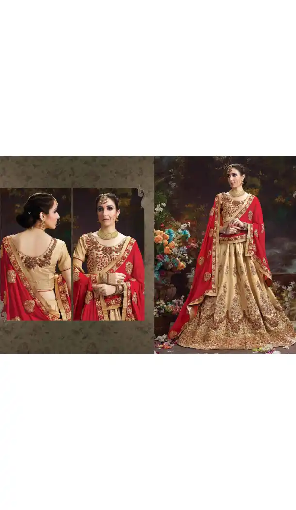 Tan Brown Color Silk Embroidered Traditional Circular Lehenga Choli | FH564584022