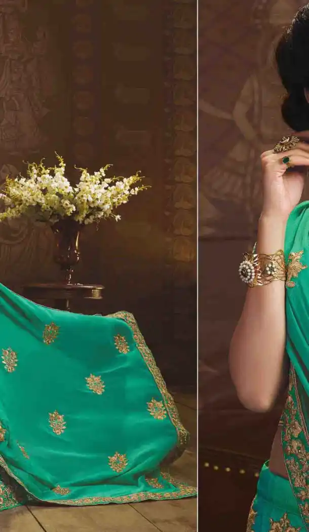 Embroidery Silk Green Color Wedding Sangeet Lehengas Choli | FH564784044