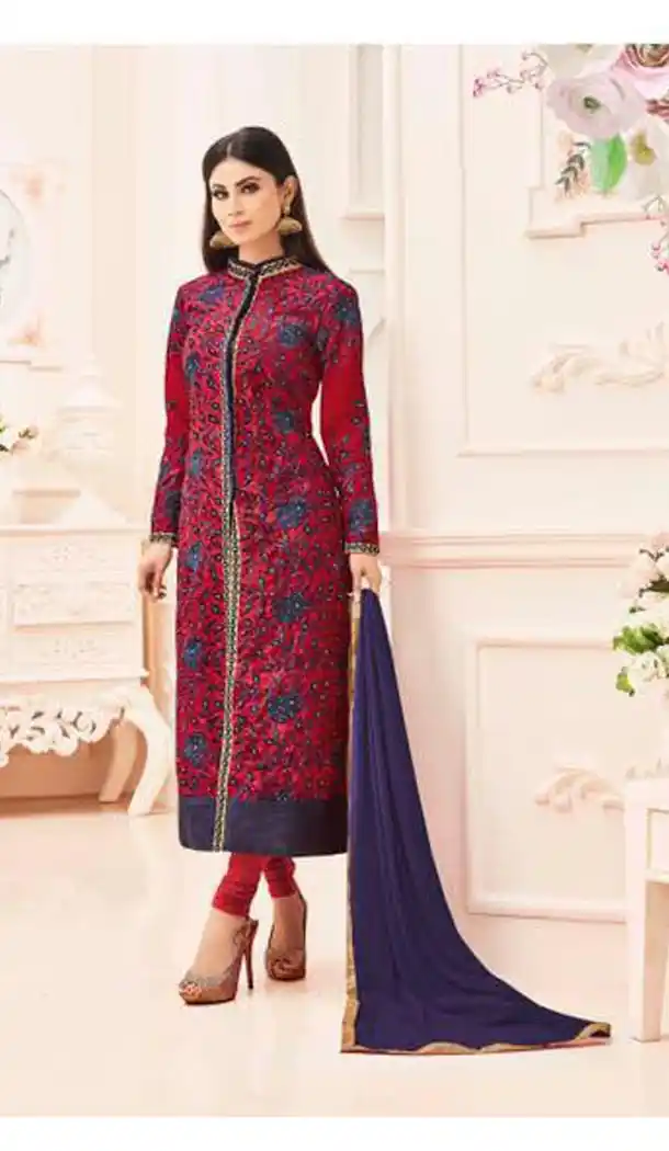 Bollywood Tv Serial Nagin Actress Shivanya in Red Color Silk Salwar Kameez | FH566984276