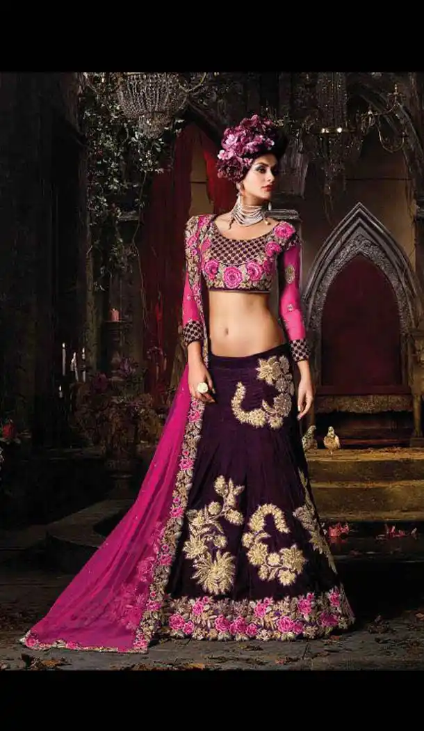 Purple Color Velvet Designer Wear A Line Lehenga Choli | FH567684336