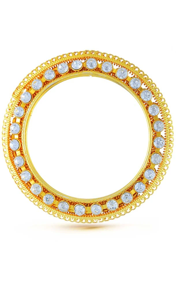 Gold Color Artificial Kundan Bangles | FH567784352