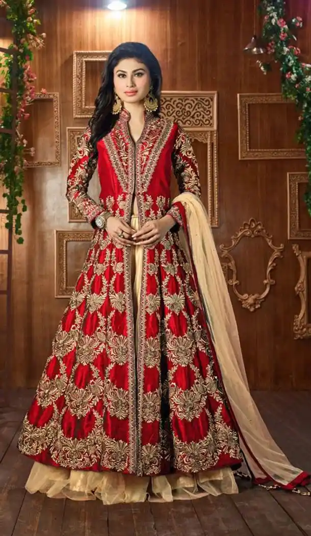 Mouni Roy Celebrity Salwar Kameez Collection in Red Color | FH569384507
