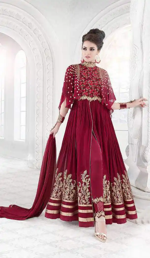 Magenta Color Georgette Embroidery Work Pakistiani Style Designer Wear Suit | FH569484512